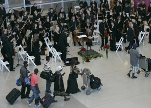 Miami Symphony Orchestra playing at airport